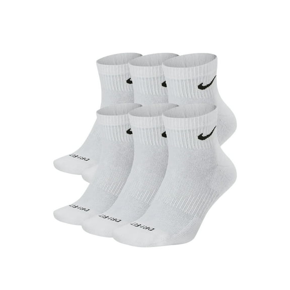 Nike Everyday Plus Cushion Ankle White/Black Socks - 6 Pair Pack SX6899-100 Large (Men's 8-12)