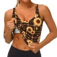 thumbnail image 4 of Lsque Brown Plaid Sunflower Printed Women'S Sports Bra, Compression, Moisture Wicking, High-Impact Sports Bra For Women,Supportive sports bra-Small, 4 of 9