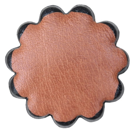 Set Of 06 Hilason Plain Scalloped Leather Rosette Concho Saddle Tack Tan 1-1/2"