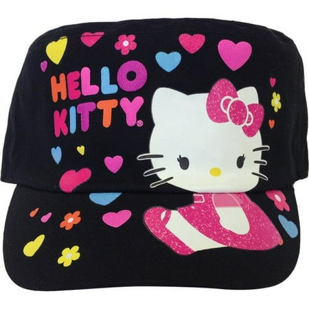 Hello Kitty Girls' Cadet Hat, Black