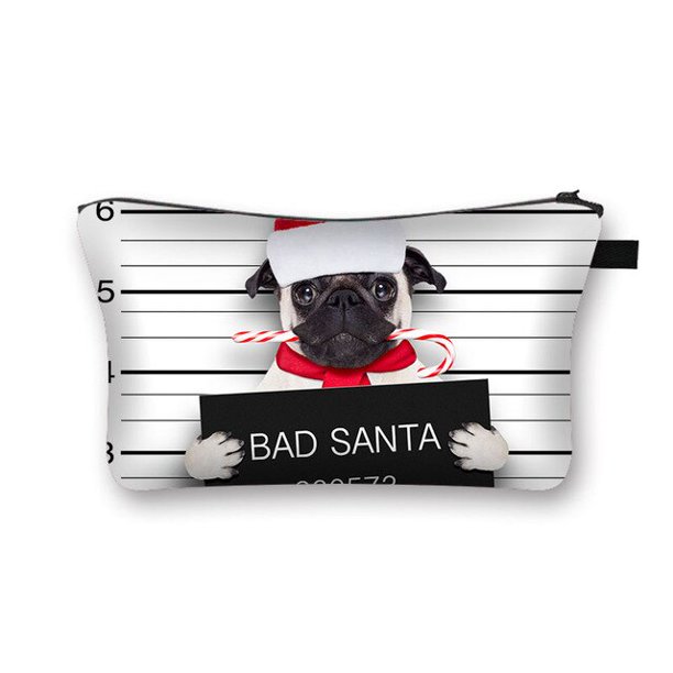 Bolsas de cosméticos con estampado 3D de perro Pug para mujer, Mini bolso de viaje con patrón de perro Pug, organizador de maquillaje Fivean unisex