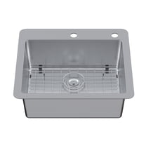 Kingston Brass GKDS252292 Calgary 25-Inch Stainless Steel Single Bowl Dual Mount Kitchen Sink with Drain in Brushed