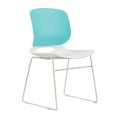thumbnail image 4 of Modern Stacking Chairs Set of 4 in White and Blue with Polypropylene Seat and Fiberglass Reinforced Back, 18.9 x 19.7 x 34.45 Inches, 4 of 7