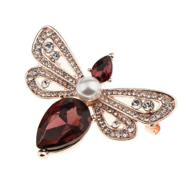 moda encanto cristal rhinestone broche animal joyas vino rojo Sunnimix broches de abeja para mujer