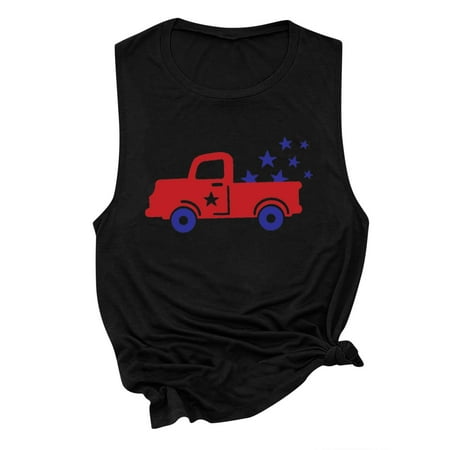 

nsendm Independent Day Women Shirts Loose Daily Stylish Top Shirt Basics Women Pajamas Vest Black X-Large