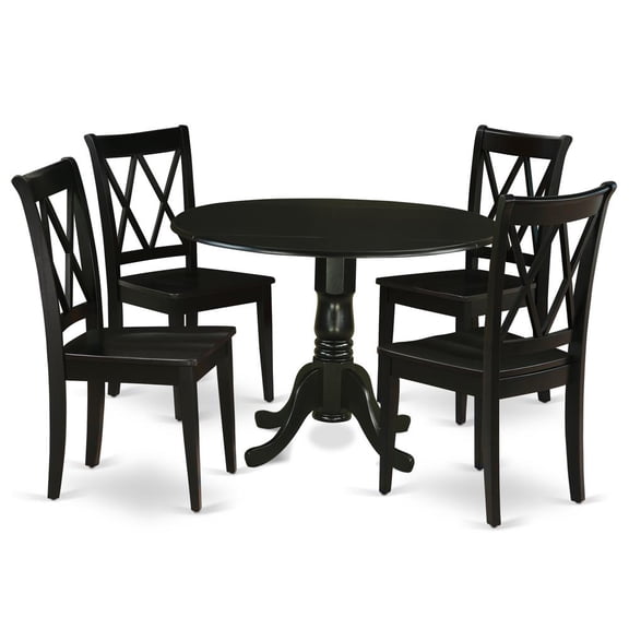 East West Furniture Dining Room Set Black, DLCL5-BLK-W