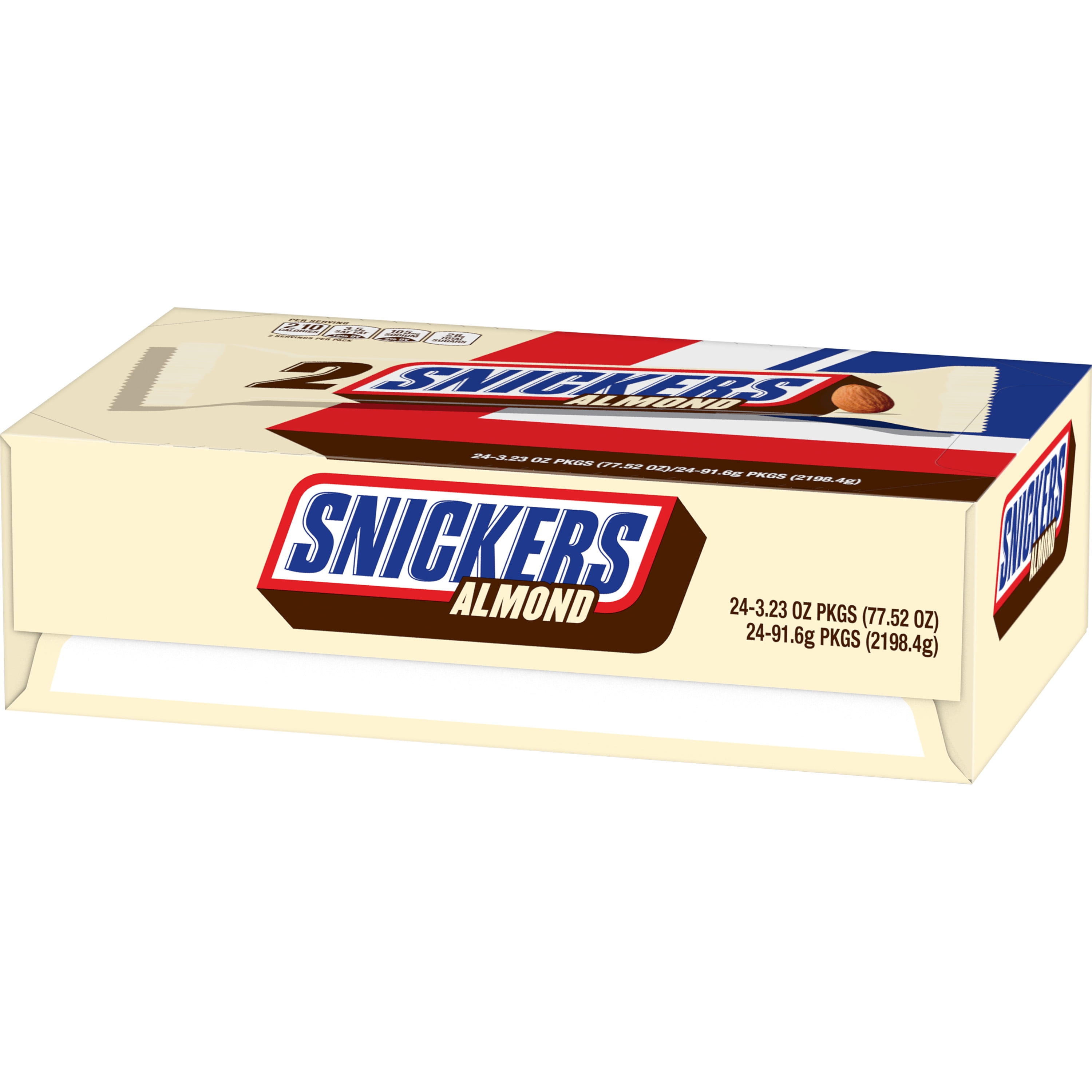 SNICKERS Almond Sharing Size Candy Bars, 3.23 Oz. Bars, 24 Ct.Box ...