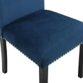 thumbnail image 3 of New Classic Furniture 37.75" Velvet & Wood Dining Chair in Blue (Set of 2), 3 of 7