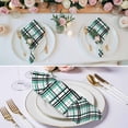 thumbnail image 2 of Teal Black Plaid Cloth Napkins, Farmhouse Teal Black Checkered Washable and Reusable Dinner Napkins Set of 8, Table Napkin for Kitchen Party Birthday Wedding Hotel Housewarming 20"x20", 2 of 8