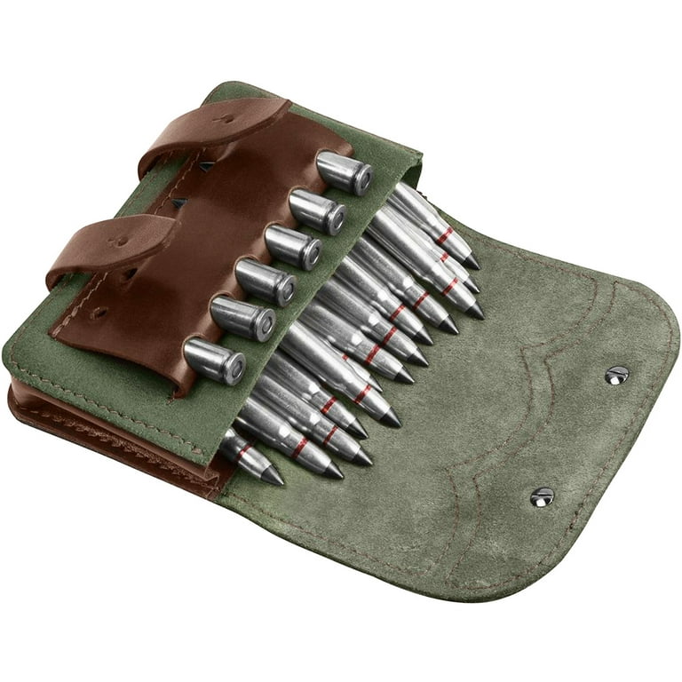 Leather Ammo Belt Pouch Shell Holder Hunting Cartridge Bag