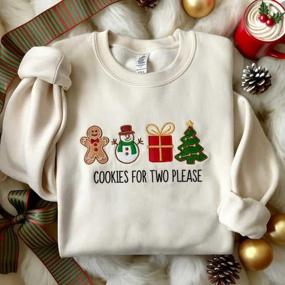 EMBROIDERED Christmas Cookies Sweatshirt, Pregnancy Announcement Xmas Shirt, Pregnancy Reveal Christmas Sweater, Maternity Christmas Shirt