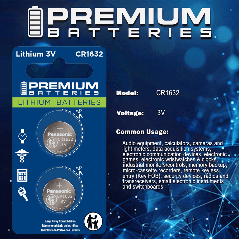 Panasonic CR1632-6 CR1632 3V Lithium Coin Battery (Pack of 6
