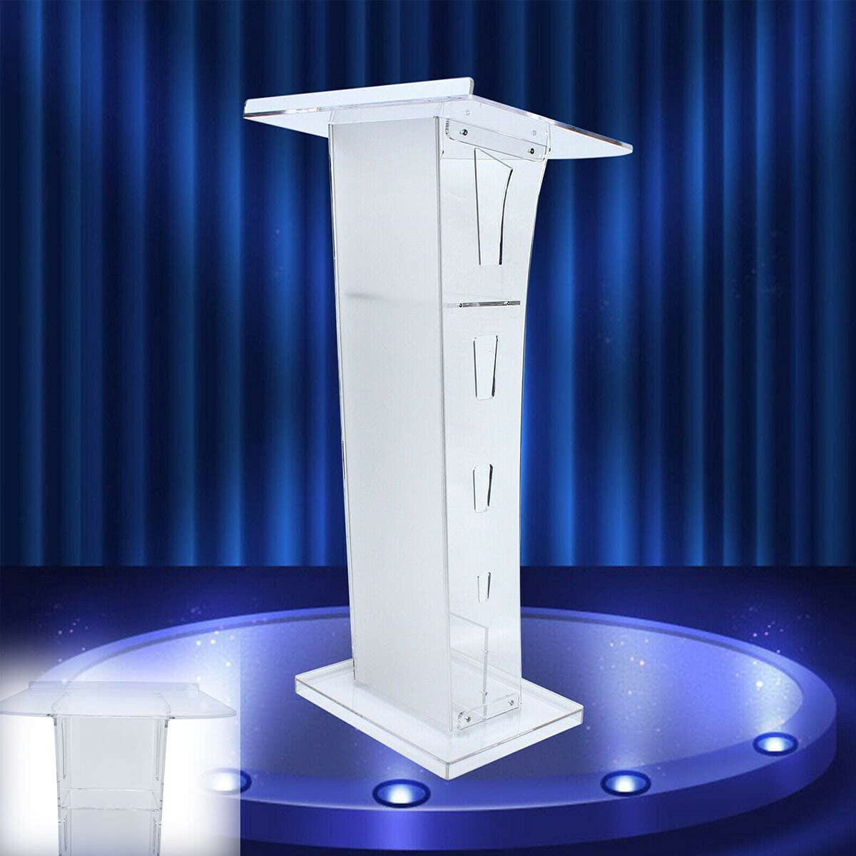 Office XUANX Rolling Acrylic Church Pulpit Church Wedding,Clear Welcome Desk School Acrylic Pulpit on Casters 