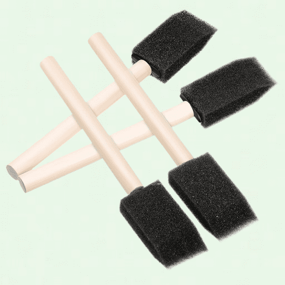 Foam Paint Brush Set of 4 - Small Size Foam Sponge Brushes with Wood Handle for Acrylic, Art, Varnishes, Crafts, Stains