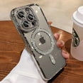 thumbnail image 3 of Luxury Magsafe Glitter Plating Bling Diamond Case for iphone 15 14 13 12 11 Pro Max Plus Wireless Charging Magnetic Clear Cover, 3 of 6