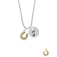 thumbnail image 2 of Delight Jewelry Beaded Clear Goldtone Crystal Horseshoe with Good Luck Silvertone Script Initial Disc - T - Charm Necklace, 20"+3", 2 of 4