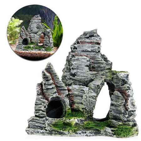 Aquarium Rock Mountain View Ornament Cave Tree Bridge Decor Fish Tank Decoration