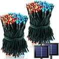thumbnail image 1 of 2 Pack Each 100 LED Solar Christmas Lights Outdoor Waterproof  42.7 Ft White Solar Christmas Lights  8 Modes Green Wire Solar Powered String Lights for Tree Garden Patio Decorations, 1 of 16