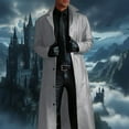 thumbnail image 2 of Daolelai Gothic Style Solid Color Cardigan Button Leather Long Trench Coat Halloween Robe, 2 of 7