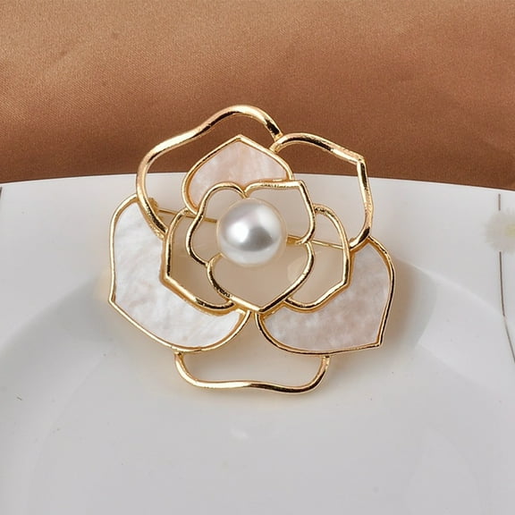 Supvox Golden Alloy Flower Brooch Pin for Clothes Hat Suit Decorative Lapel Accessory