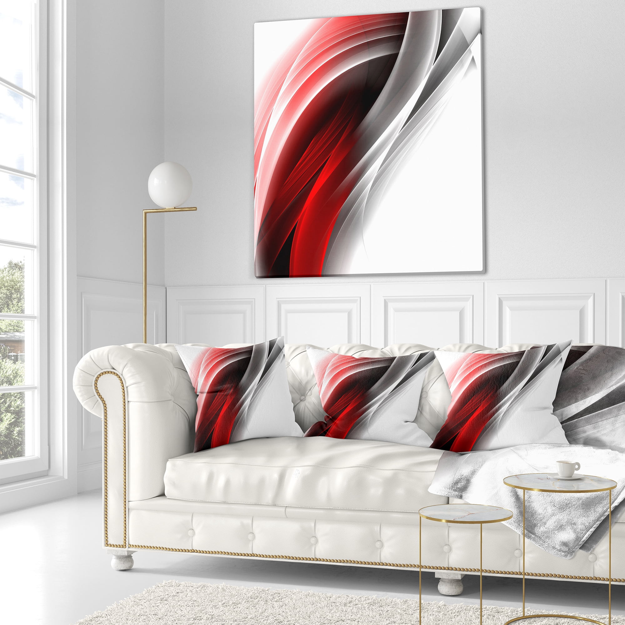 Designart 3D Pink Silver Vertical Lines - Abstract Throw Pillow - 18x18