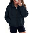 thumbnail image 3 of Sahpxhe Women Waterproof Zip Up Jacket Hooded Long Sleeve Drawstring Lightweight Windbreaker Jacket for Sport Travel Navy L, 3 of 10