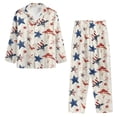 thumbnail image 3 of SCRAWLGOD American Flag Stars Wood Grain 2 PCS Mens Button Down Pajamas Set, Soft Sleepwear with Pockets, Long Sleeve Notched Collar Top & Pants Set, Breathable Casual Loungewear, S, 3 of 6