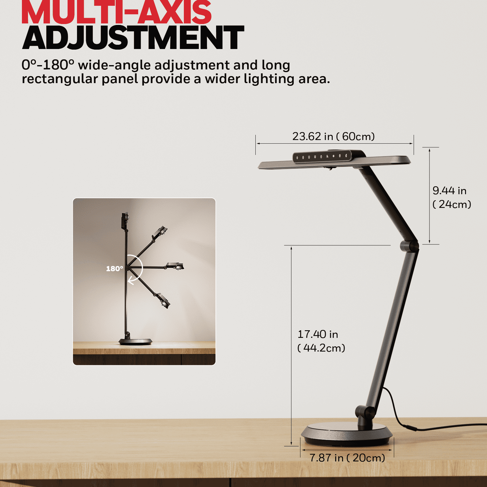 LED Desk Lamp Home Office - H9 Eye Caring Desk Light, 18W 1000LM Table Lamp Dimmable with Motion Sensor, 3 Color Modes, Auto-Off Timer, Adjustable Study Reading Lamp for Desk