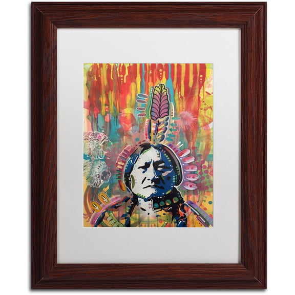 "Sitting Bull 1" Canvas Art by Dean Russo, White Matte, Wood Frame
