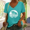 thumbnail image 2 of Up to 65% off! Zpanxa Womens Summmer T Shirts Trendy Casual Print V-Neck Short Sleeve T Shirt Tops Cute Lightweight Pullover Tee Sky Blue 3XL, 2 of 5