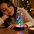 thumbnail image 7 of YingYouFu Lighted Christmas Cloche Decor, Battery Operated Mini Scene Ornament, Tabletop Tree Dome Decoration for Party Home Gift Present Display, 7 of 7