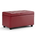 thumbnail image 5 of Cosmopolitan 34 inch Wide Storage Ottoman in Red Vegan Leather, 5 of 7