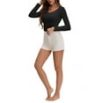 thumbnail image 2 of INSPIRE CHIC Women's Long Sleeves Shapewear Tummy Control Front Zipper Ribbed Boyshorts Leotard Jumpsuit L Black, 2 of 5