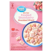 Great Value Bite Size Frosted Strawberry Shredded Wheat Breakfast Cereal, 16.3 oz