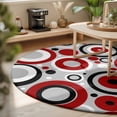 thumbnail image 3 of Large Round Rug 8Ft, Red Grey Abstract Non-Slip Washable Circle Rugs Carpet, Modern Geometric Polka Dot Indoor Outdoor Rug Floor Mats Throw Runner for Bedroom Living Room Bathroom, 3 of 8