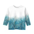 thumbnail image 3 of CCRFTGI Girls Black 3/4 Sleeve Shirt Trendy Girls Tops Tee Shirt Crewneck Size 10-12 Cute Girls Tops Tween Girls Floral Print Clothes Kids Fall Floral Print Outfits Light Blue 5-6 Years, 3 of 4