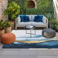 thumbnail image 2 of Navy Blue Yellow Outdoor Rug for Patio/Deck/Porch, Non-Slip Large Area Rug 3 x 5 Ft, Oil Painting Modern Ombre Indoor Outdoor Rugs Washable Area Rugs, Reversible Camping Rug Carpet Runner, 2 of 8