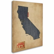 Trademark Fine Art "California Map Denim Jeans Style" Canvas Art by Michael Tompsett
