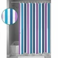 thumbnail image 3 of 54x78 Inch Shower Curtain Decorative Blue Purple Stripe Bathtub Bath Curtains Fabric Waterproof Bathroom Decor Gradient Geometric Vertical Striped Small Stall Shower Curtain Set with 12 Hooks, 3 of 6