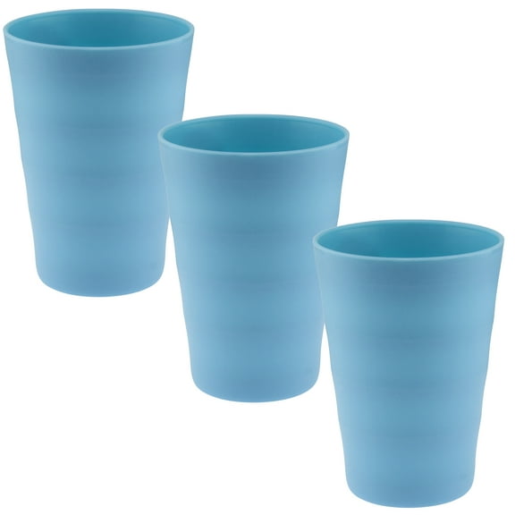 YBM Home Reusable Plastic Cups 12 oz, Unbreakable Drinkware Dishwasher Safe 3-Pack, Blue