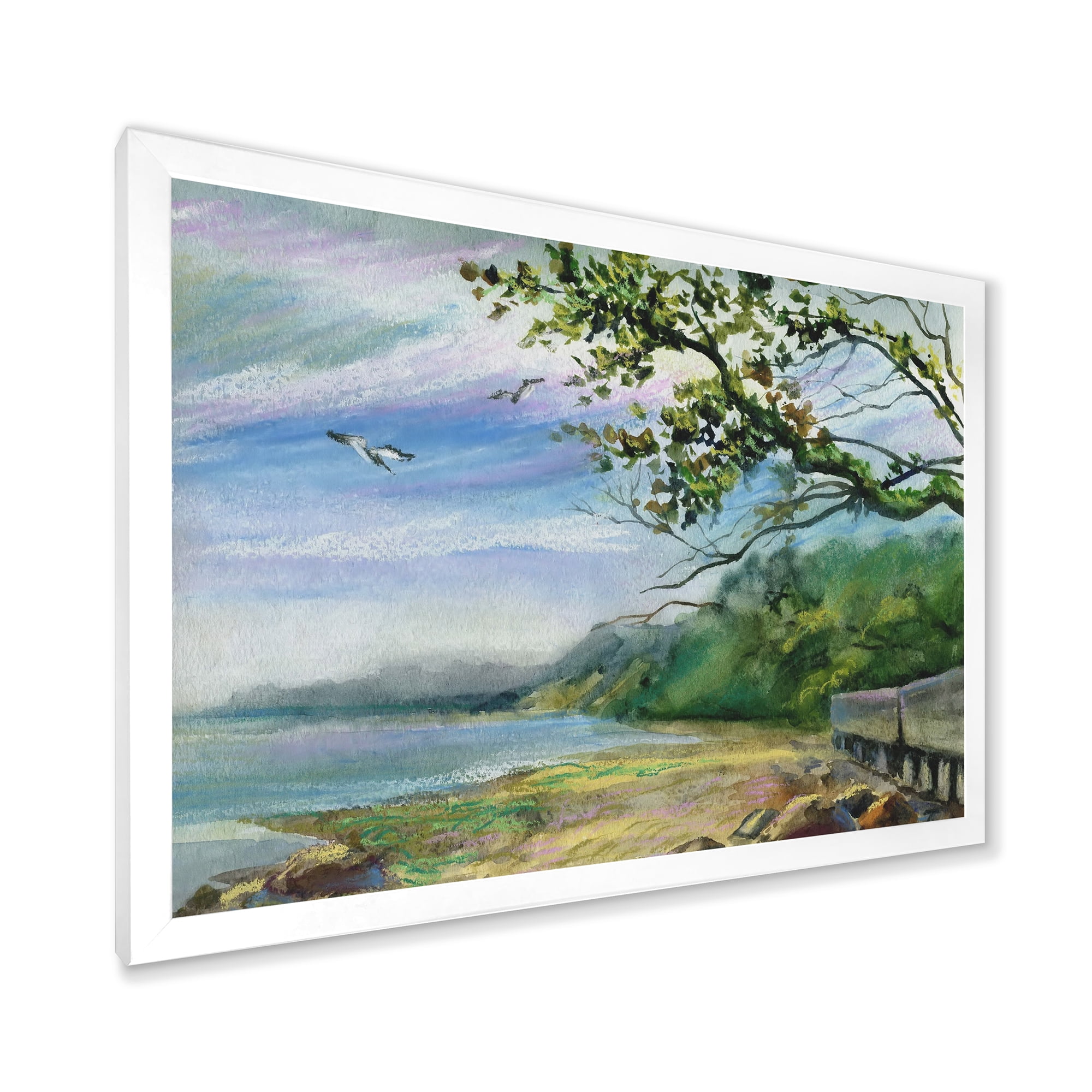 Designart 'Green Coast of The Baltic Sea' Nautical & Coastal Framed Art Print