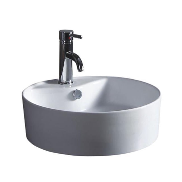 Wells Sinkware CGA1818-6W 18 in. Round Vitreous Ceramic Vessel Bathroom Sink in White