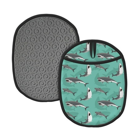 

Matuu Great White Shark for Non Slip Pot Holder for Kitchen Baking and Cooking Silicone Pot Mat Mitten With Hanging Loop Heat Resistant 7.5 x 9.4 Inches