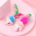 thumbnail image 2 of 2 Inch Colorful Feather Tail Mouse Toys Mini Plush Pet Toy Cute Shape Bright Colors Chew Toys Suitable For Small Medium Cats Dogs, 2 of 7