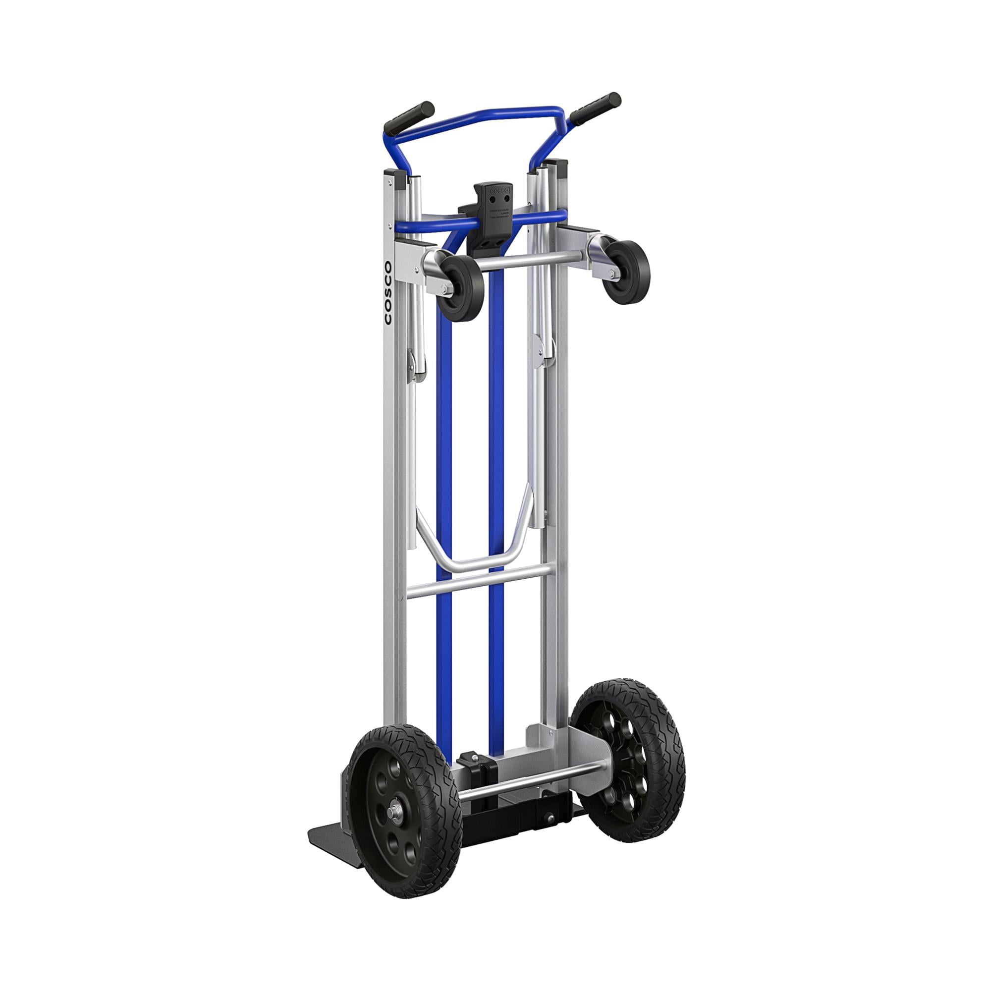 COSCO 3-in-1 Convertible Hand Truck with Folding Toe Plate and Flat-Free Wheels, Heavy-Duty Dolly with Aluminum/ Steel Frame, 800/1000 lb Capacity, Ideal for Moving Heavy Loads, Blue