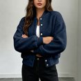 thumbnail image 5 of Tqcoqu Women's Round Neck Button Front Solid Color Jacket Long Sleeve with Pockets Casual Outerwear, 5 of 7
