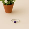 thumbnail image 3 of 925 Sterling Silver 5 MM Heart Shape Purple Amethyst Solitaire Women Valentines Day Gifts Ring, 3 of 6