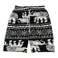 thumbnail image 2 of Mens Womens Beach Shorts Fashion Drawstring Baggy Elephant Printed Short Pants Black White Stripes, 2 of 9