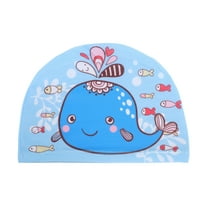 Unique Bargains 1 Pc Elastic Whale Pattern Swim Cap Blue