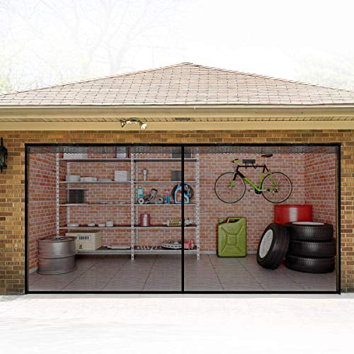 Magnetic Garage Door Screens 8x7 Ft Double Single Mesh One Car With Hook And Loop Tape Durable Fiberglass Screen Cover Kit Curtain Com Magnetic Garage Door Screens 8x7 Ft, Magnetic Screen For Double Garage Door